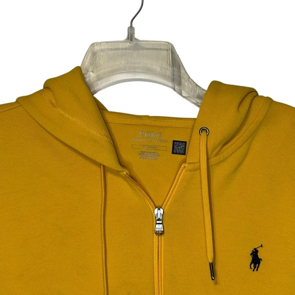 Polo Ralph Lauren Women Jacket Vintage 90's Full Zip Fleece Hoodie Yellow Medium
